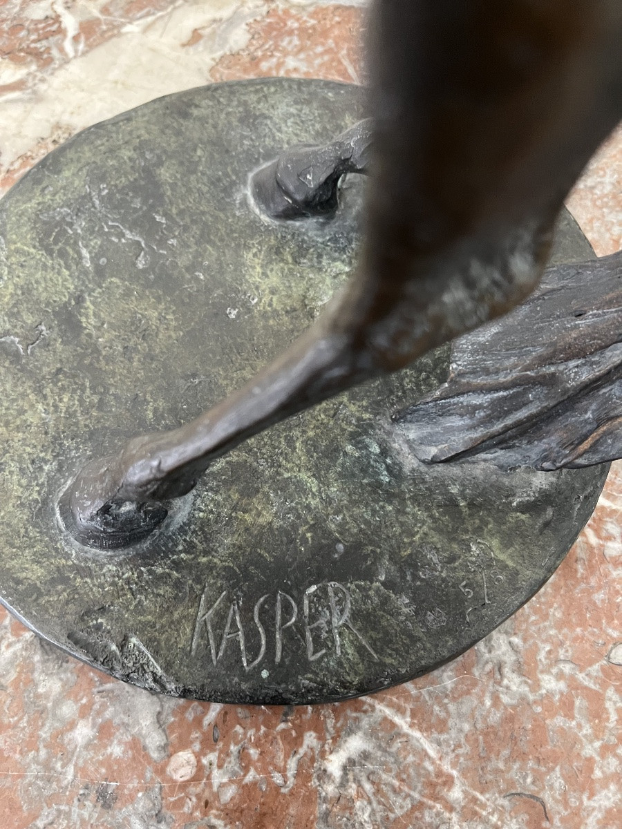 Large Bronze Sculpture Of A Prancing Horse, Signed And Numbered-photo-2