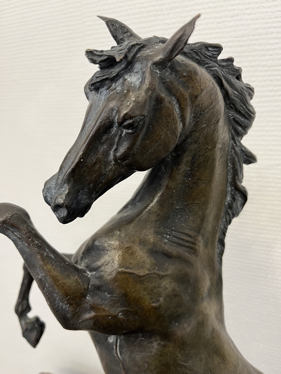 Large Bronze Sculpture Of A Prancing Horse, Signed And Numbered-photo-3