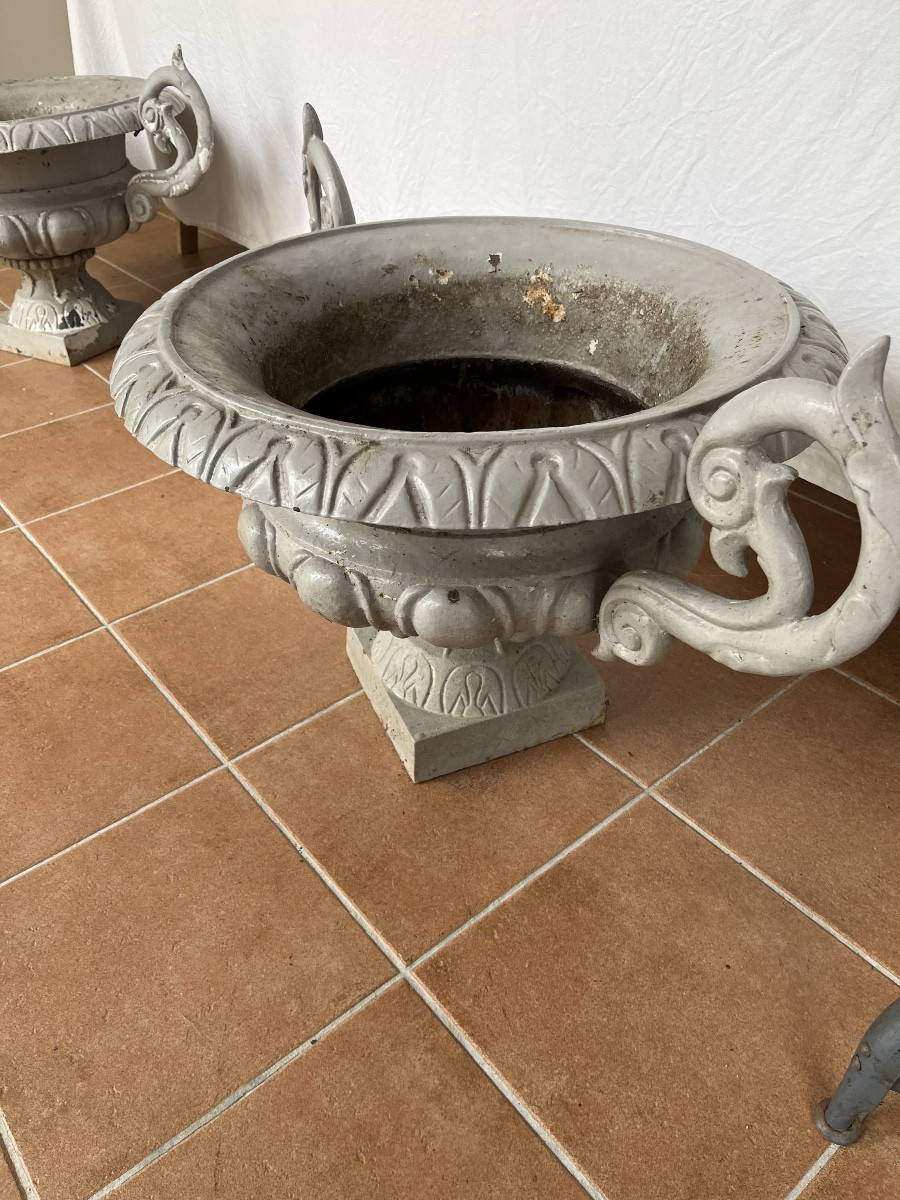 Pair Of Large 19th Century Cast-iron Park Bowls