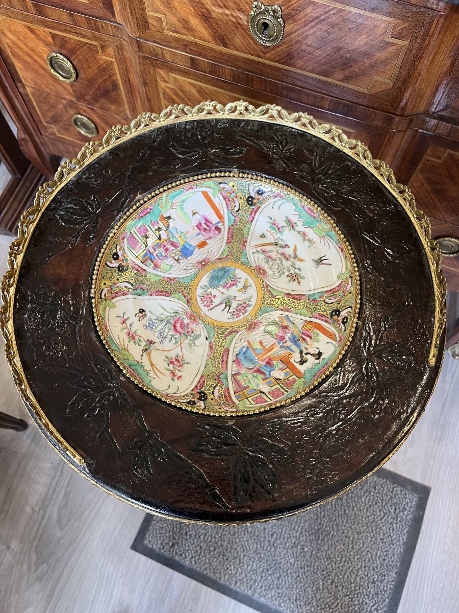 Sellette en marqueterie et porcelaine Époque Napoléon III -photo-3