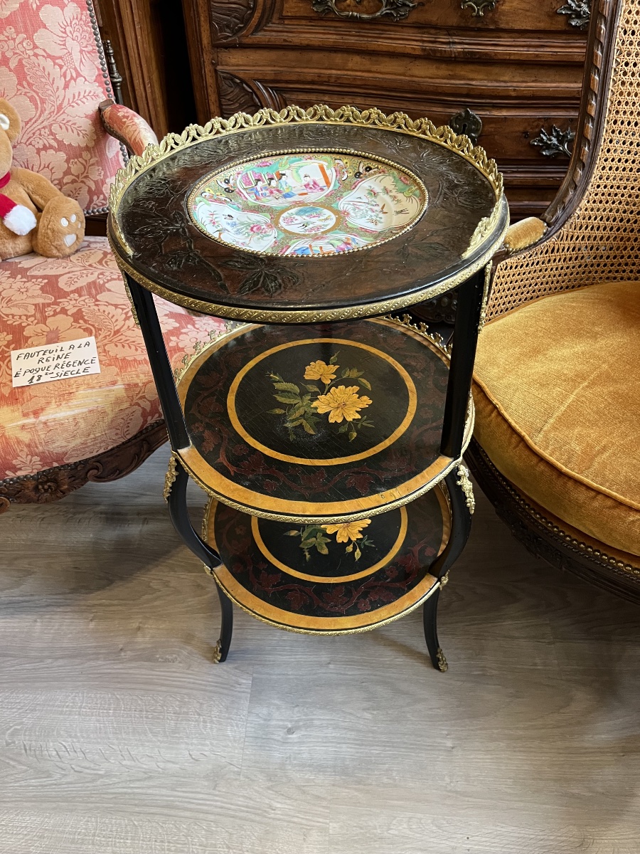 Sellette en marqueterie et porcelaine Époque Napoléon III -photo-3