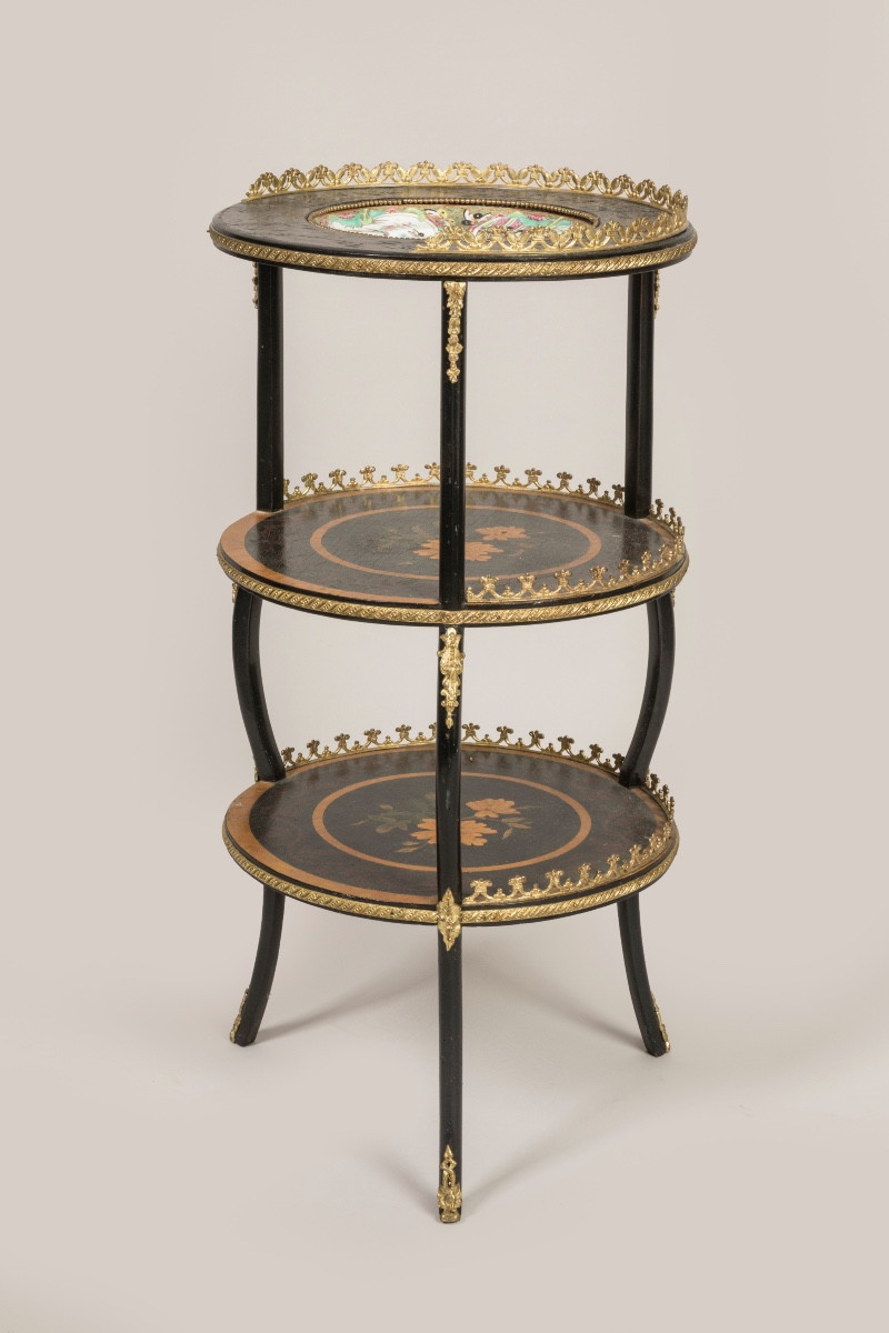 Sellette en marqueterie et porcelaine Époque Napoléon III 