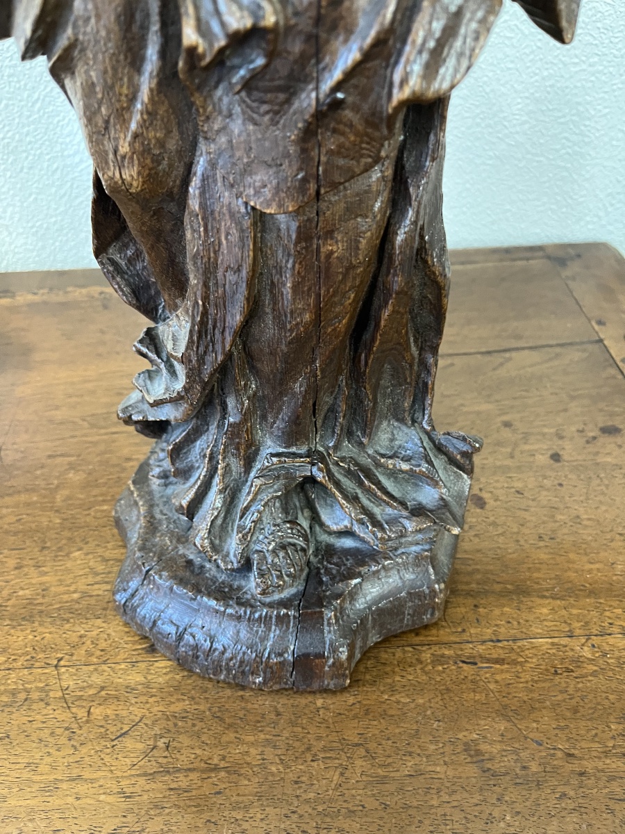Vierge à l’enfant en chêne sculpté du 18 éme siècle -photo-1