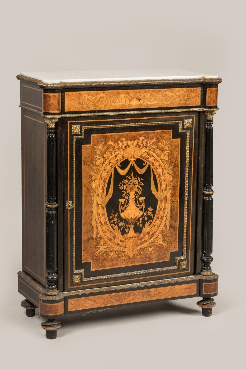Meuble d’appui en marqueterie à colonnes détachées époque Napoléon III -photo-2