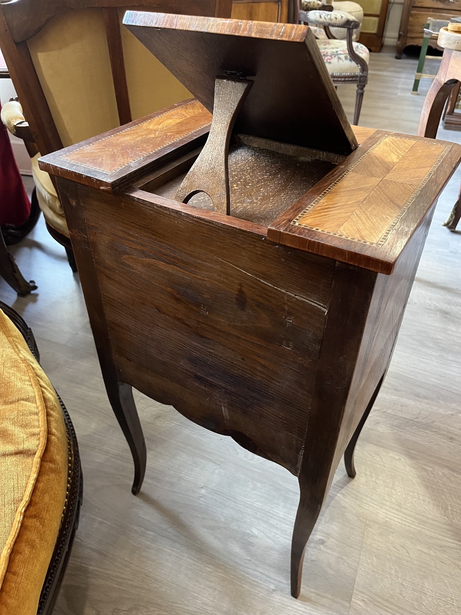 Petit meuble d’appoint formant pupitre en marqueterie style Louis XV-photo-2