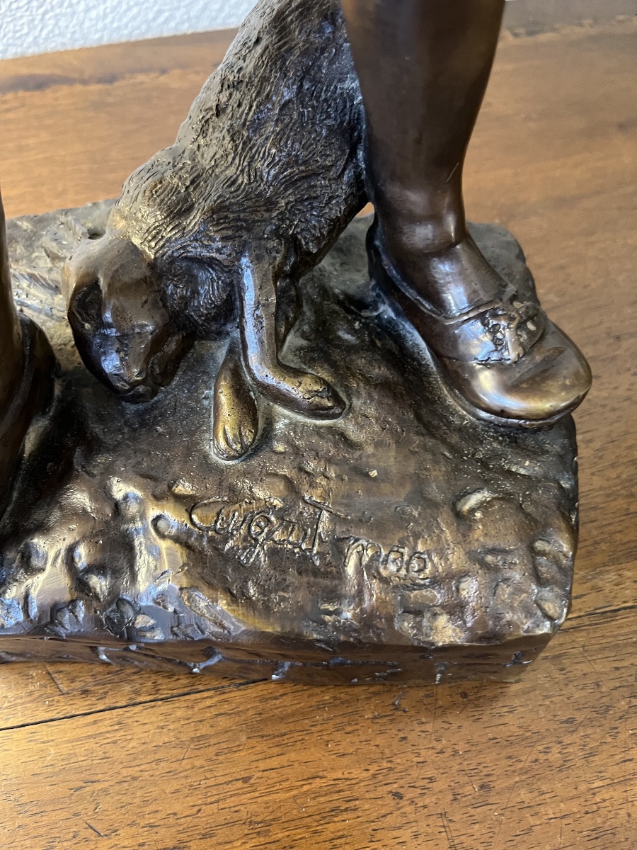 Bronze «  le jeune Chasseur «  Signé . -photo-4