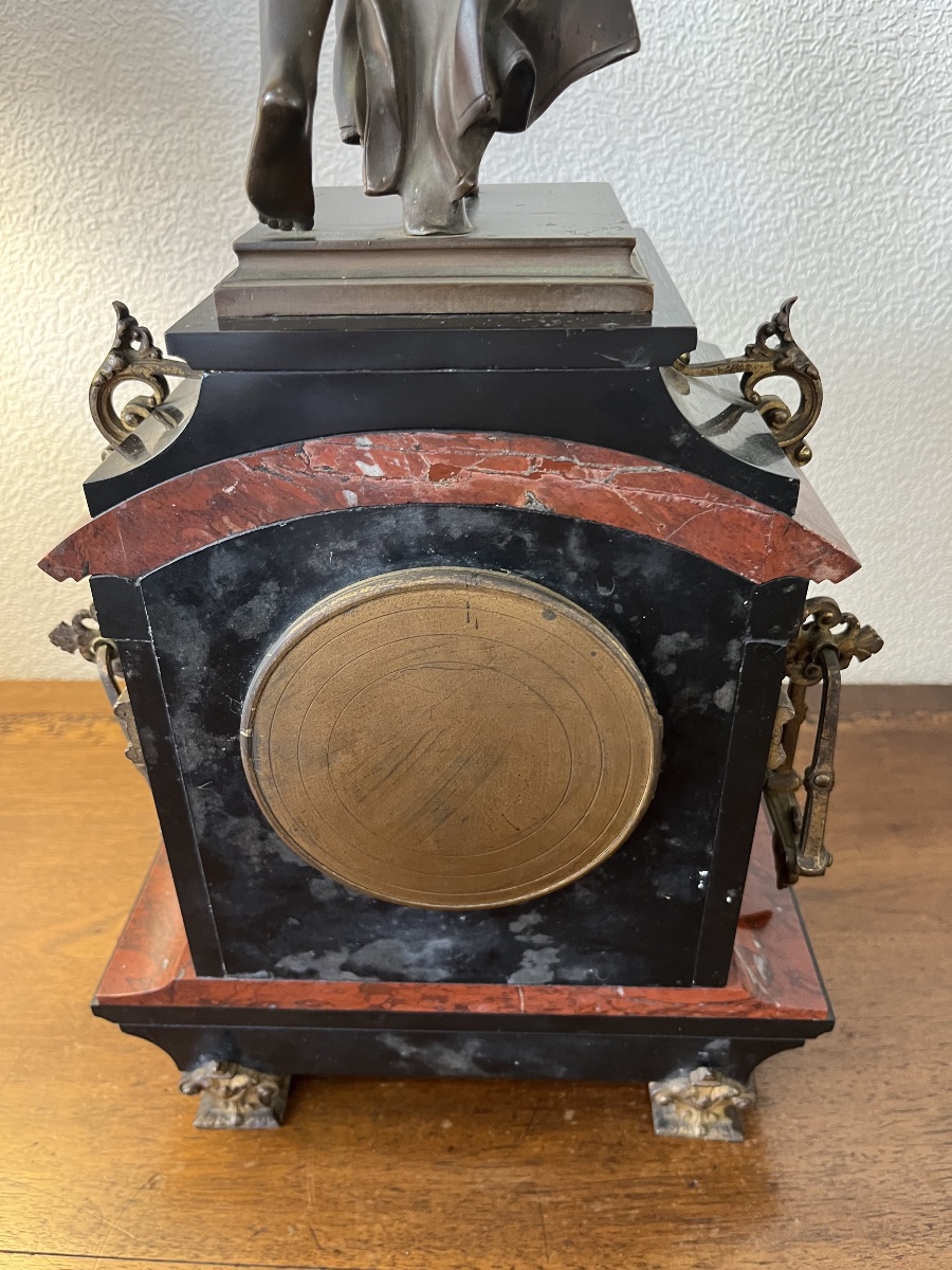Pendule en marbre et bronze par Gaudez époque 19eme siècle -photo-1