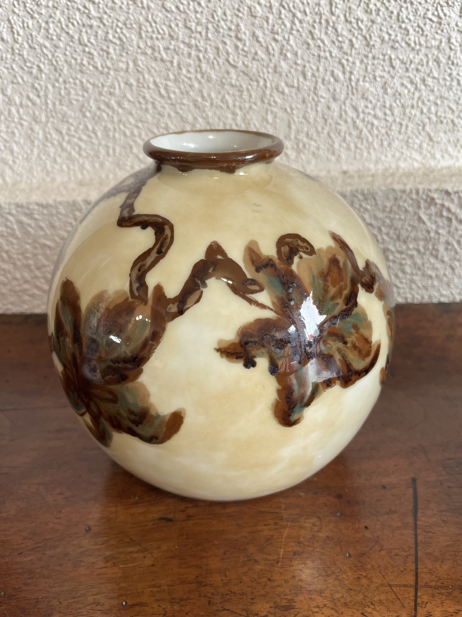 Vase boule en porcelaine par Tharaud Limoges-photo-2