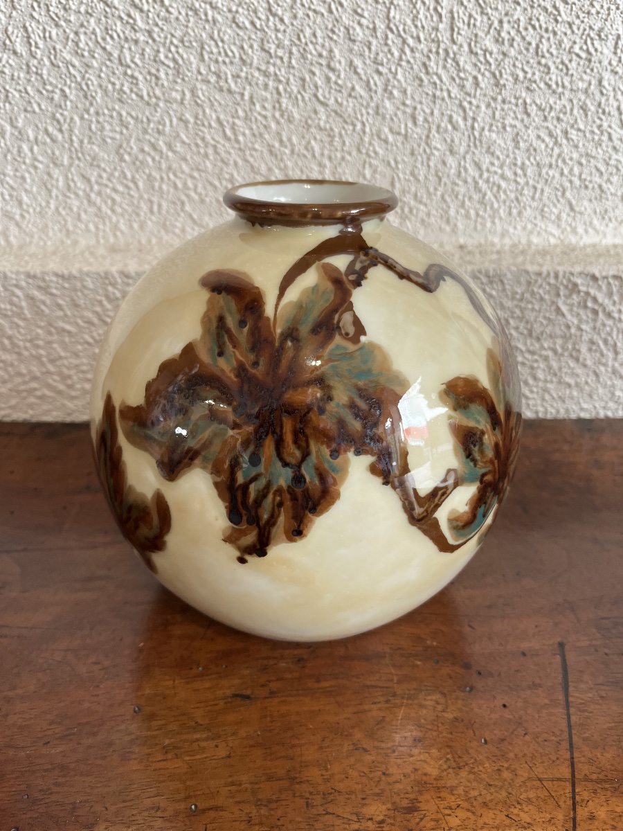 Vase boule en porcelaine par Tharaud Limoges-photo-3