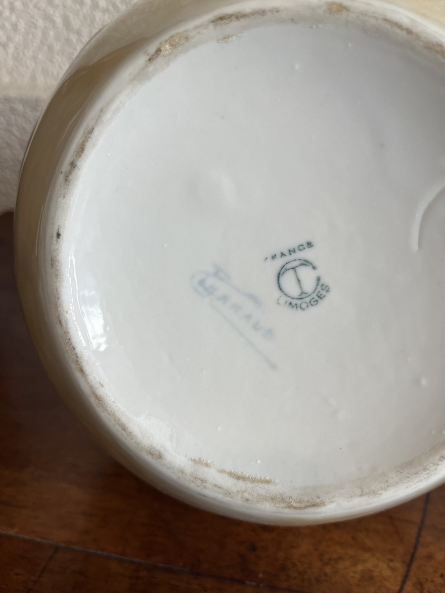 Vase boule en porcelaine par Tharaud Limoges-photo-4