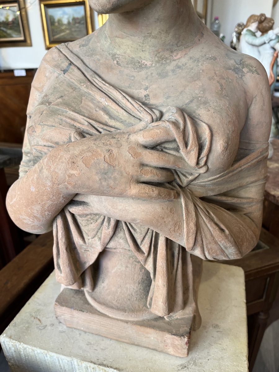 Beau buste en terre cuite de Juliette de Recamier 19 éme Siècle -photo-5
