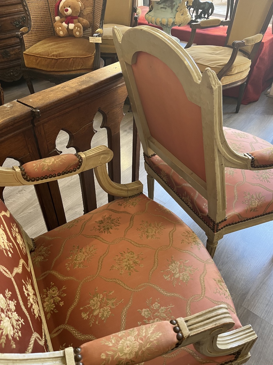 Suite de 4 Fauteuils à la Reine Époque Louis XVI -photo-3