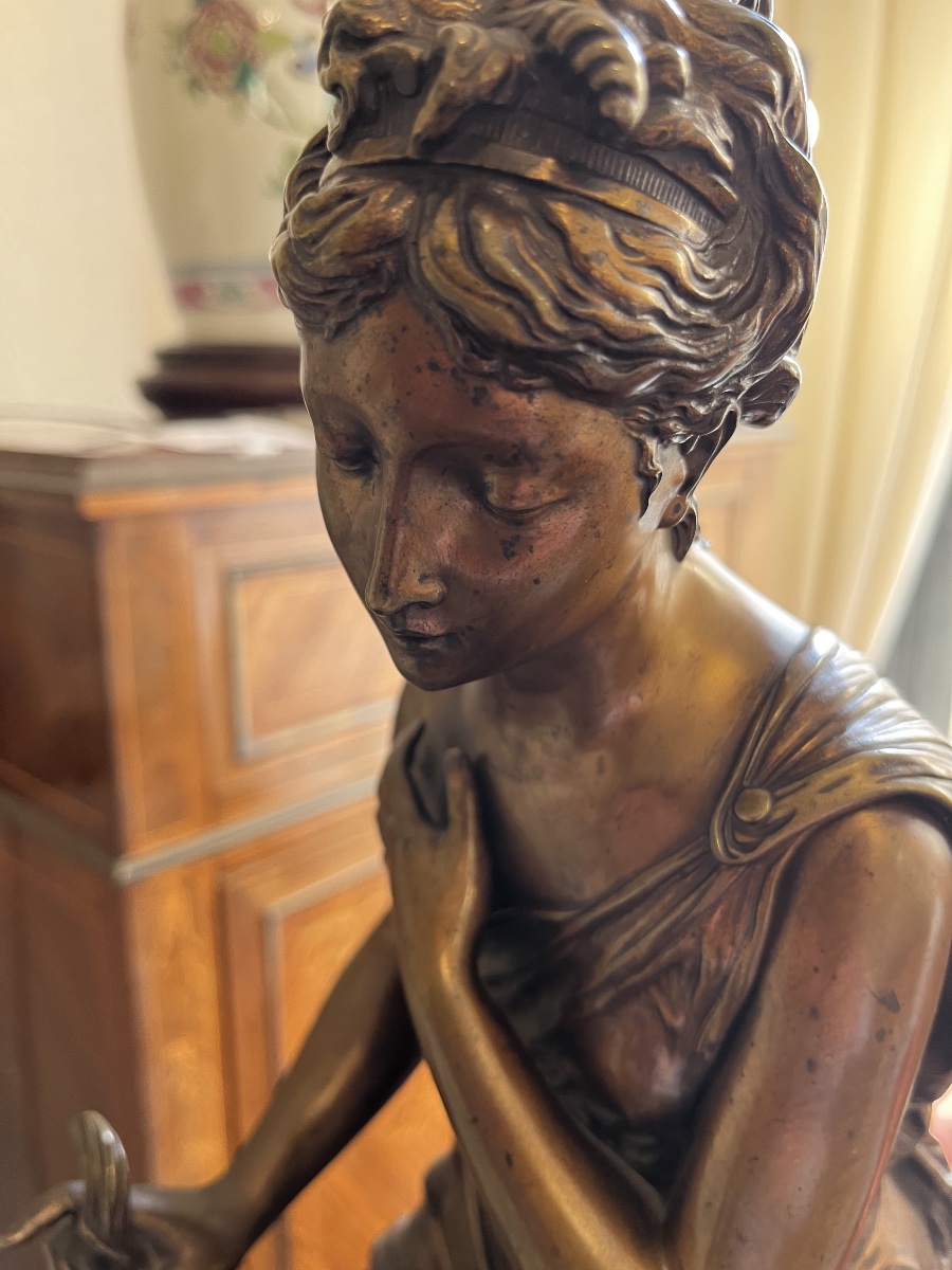 Seated Venus, Bronze, Signed, 19th Century -photo-2