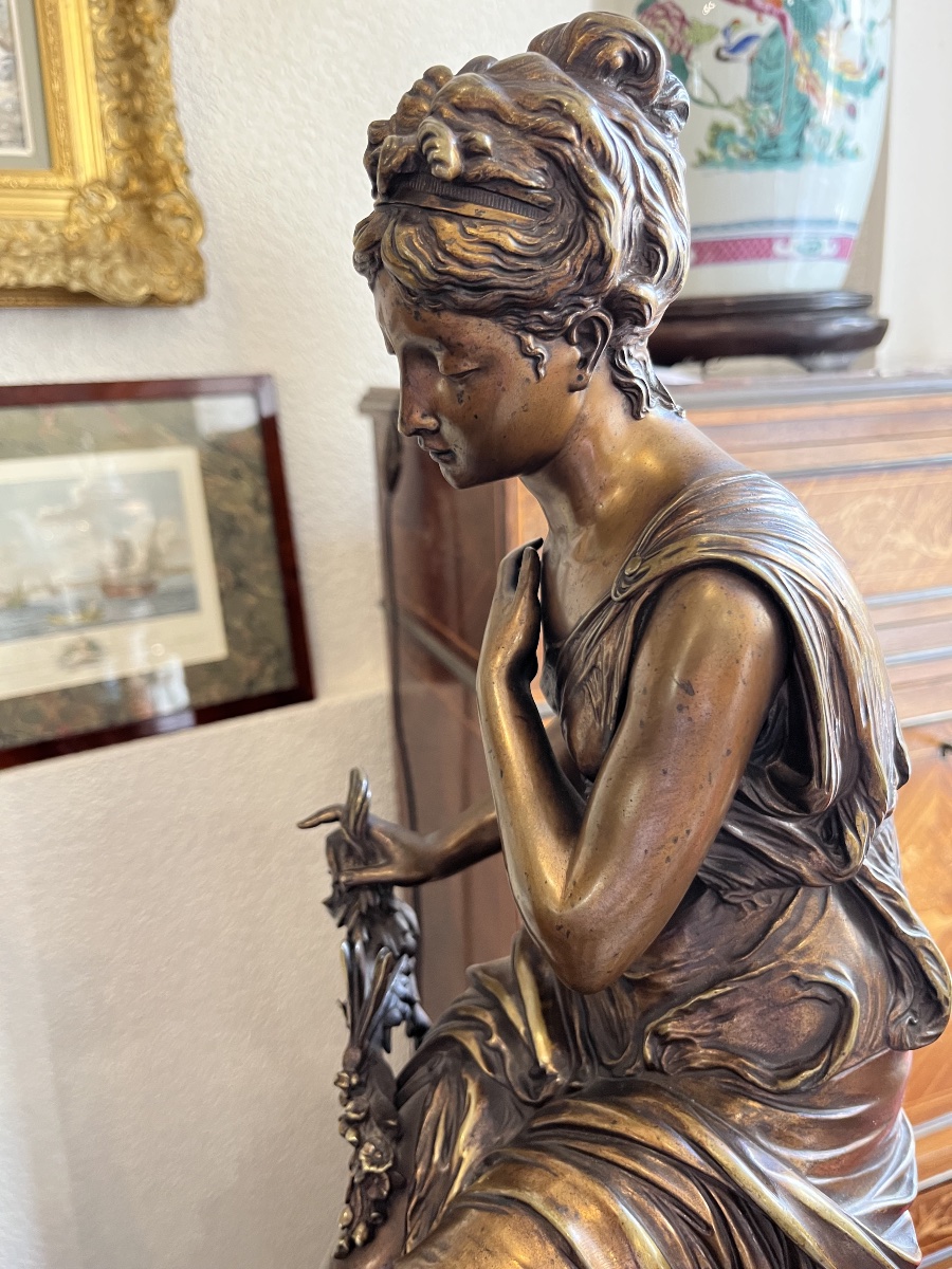 Seated Venus, Bronze, Signed, 19th Century -photo-1