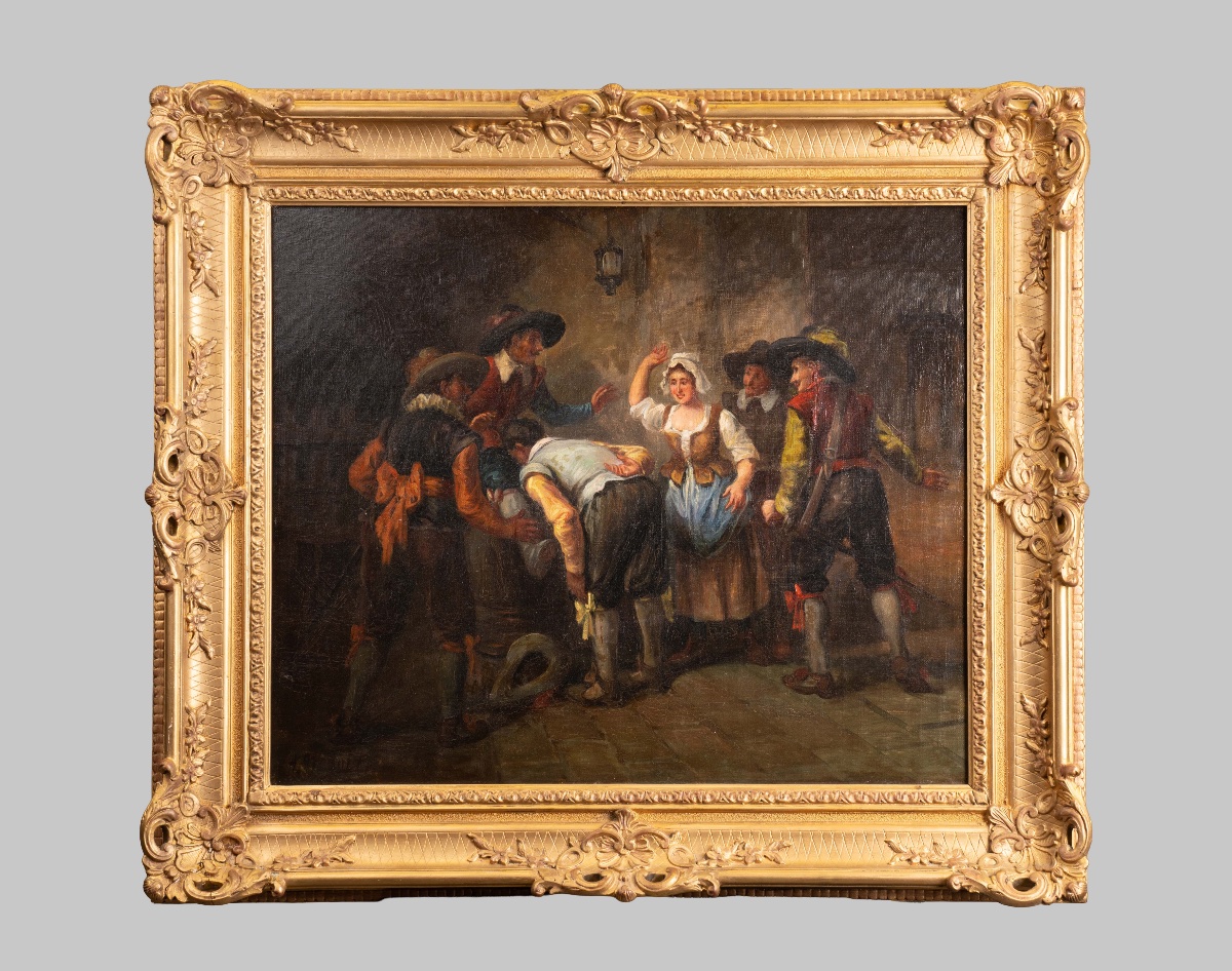 Oil-on-canvas Painting Depicting A Tavern Scene  Northern School -photo-2