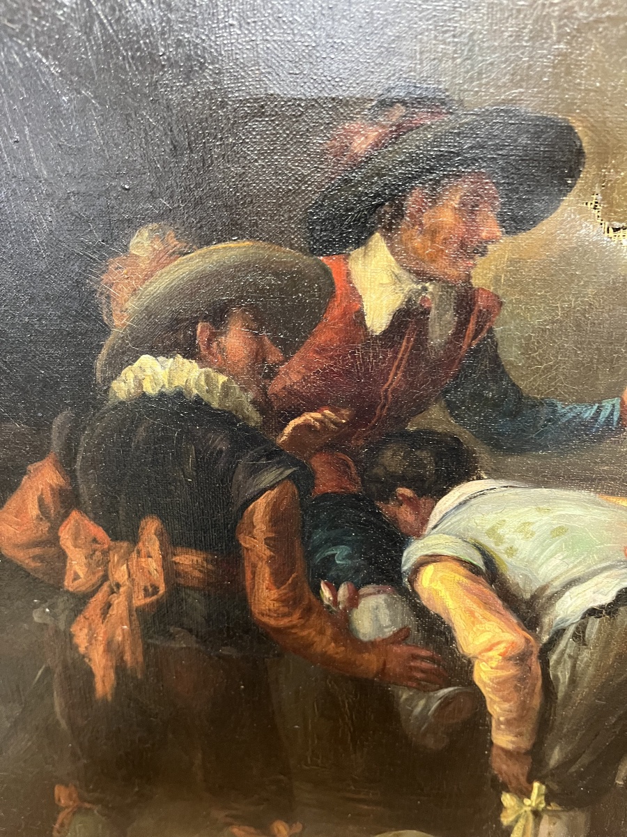 Oil-on-canvas Painting Depicting A Tavern Scene  Northern School -photo-1
