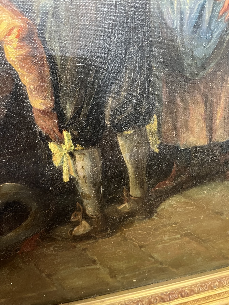 Oil-on-canvas Painting Depicting A Tavern Scene  Northern School -photo-2