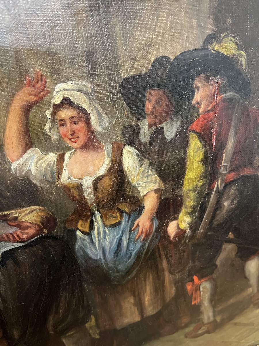 Oil-on-canvas Painting Depicting A Tavern Scene  Northern School -photo-4