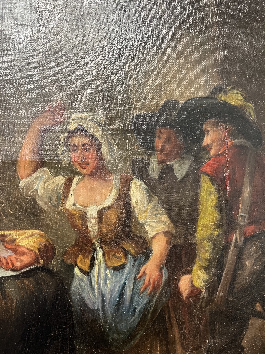 Oil-on-canvas Painting Depicting A Tavern Scene  Northern School -photo-7