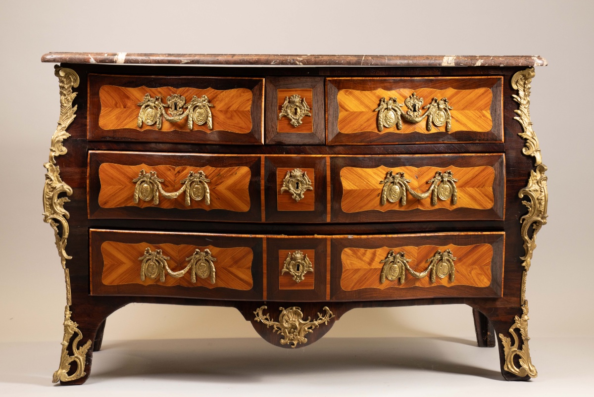 Beautiful Louis XV-era Tomb-style Chest Of Drawers, Hallmarked -photo-2