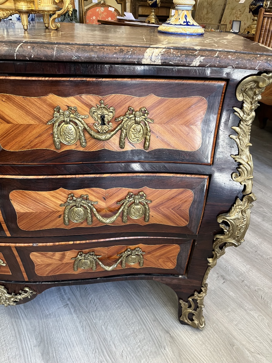 Beautiful Louis XV-era Tomb-style Chest Of Drawers, Hallmarked -photo-1