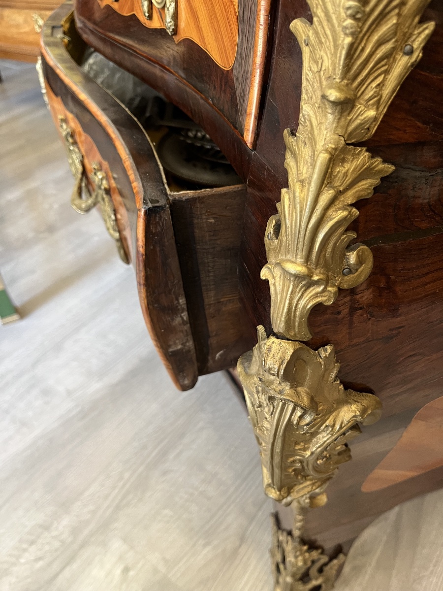 Beautiful Louis XV-era Tomb-style Chest Of Drawers, Hallmarked -photo-2
