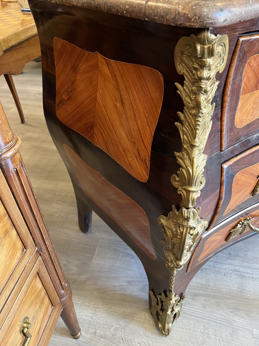 Beautiful Louis XV-era Tomb-style Chest Of Drawers, Hallmarked -photo-3