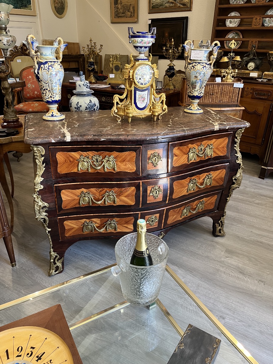 Beautiful Louis XV-era Tomb-style Chest Of Drawers, Hallmarked 