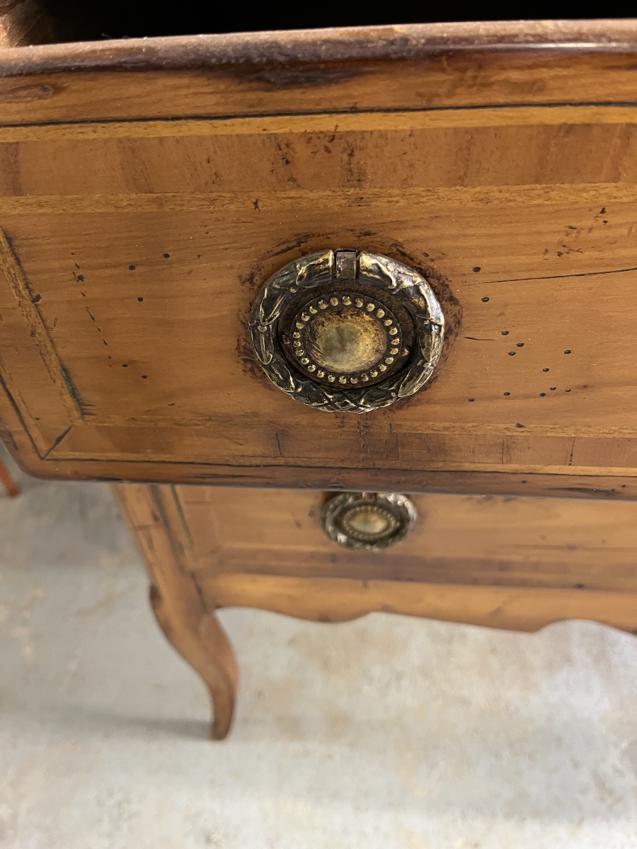 Small, Hipped-roof Chest Of Drawers Made Of Light-colored Wood In The Louis XV Style-photo-1