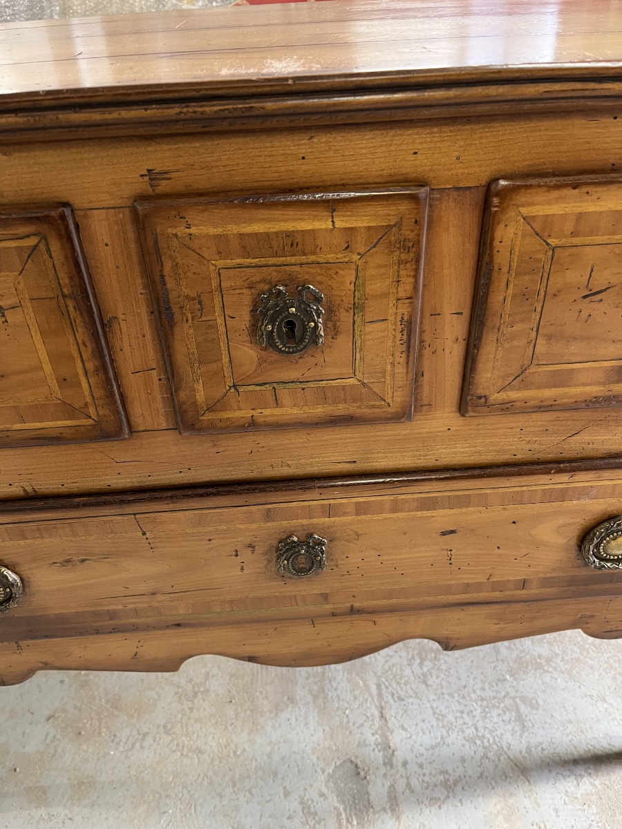 Small, Hipped-roof Chest Of Drawers Made Of Light-colored Wood In The Louis XV Style-photo-2