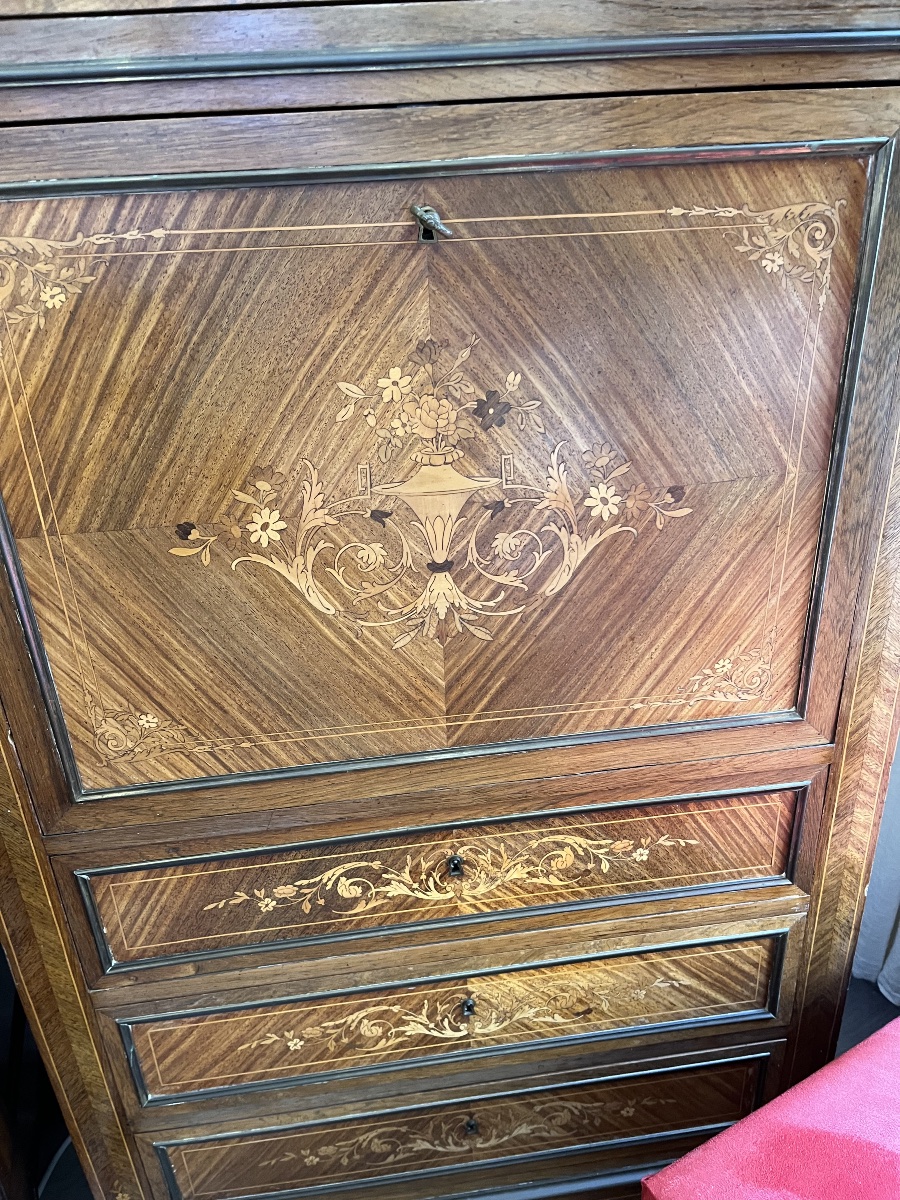 Louis XVI-style Marquetry Secretary Desk From The Napoleon III Era -photo-3