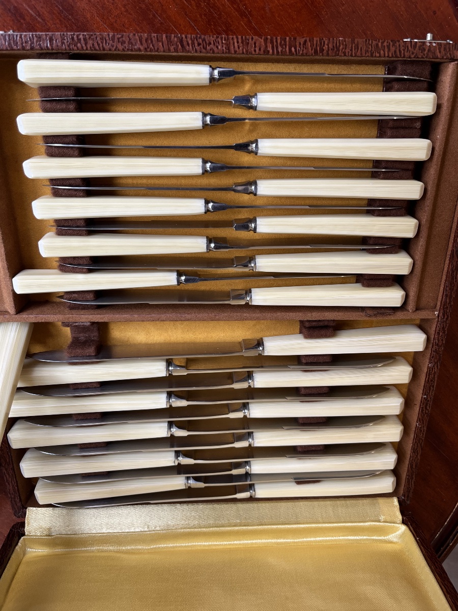 Set Of 24 Knives With Horn Handles