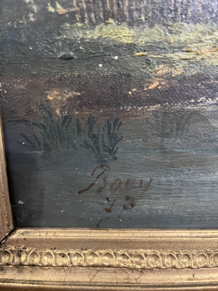 Tableau paysage signé et daté 19 éme siècle -photo-1