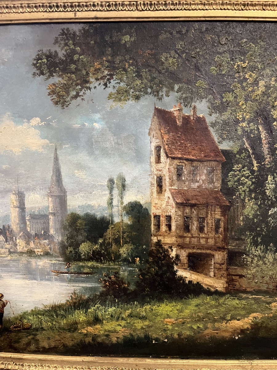 Tableau paysage signé et daté 19 éme siècle -photo-2