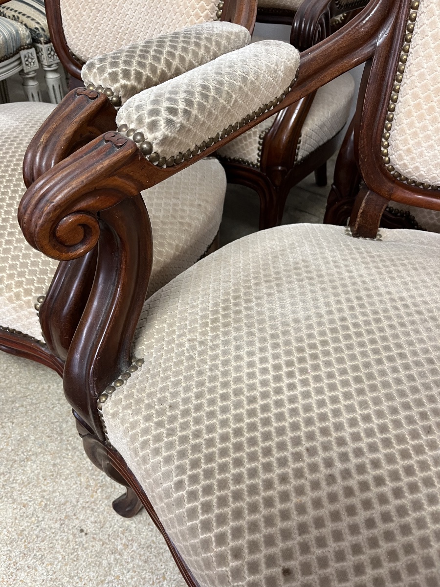 Suite de 4 fauteuils 19 éme siècle en acajou -photo-4