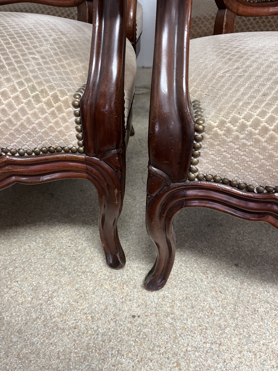 Suite de 4 fauteuils 19 éme siècle en acajou -photo-1