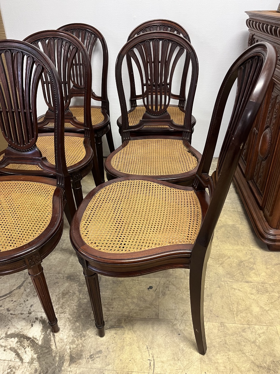 Suite de 6 chaises style Louis XVI en acajou -photo-3