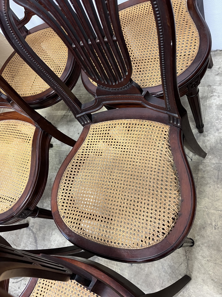 Suite de 6 chaises style Louis XVI en acajou -photo-4