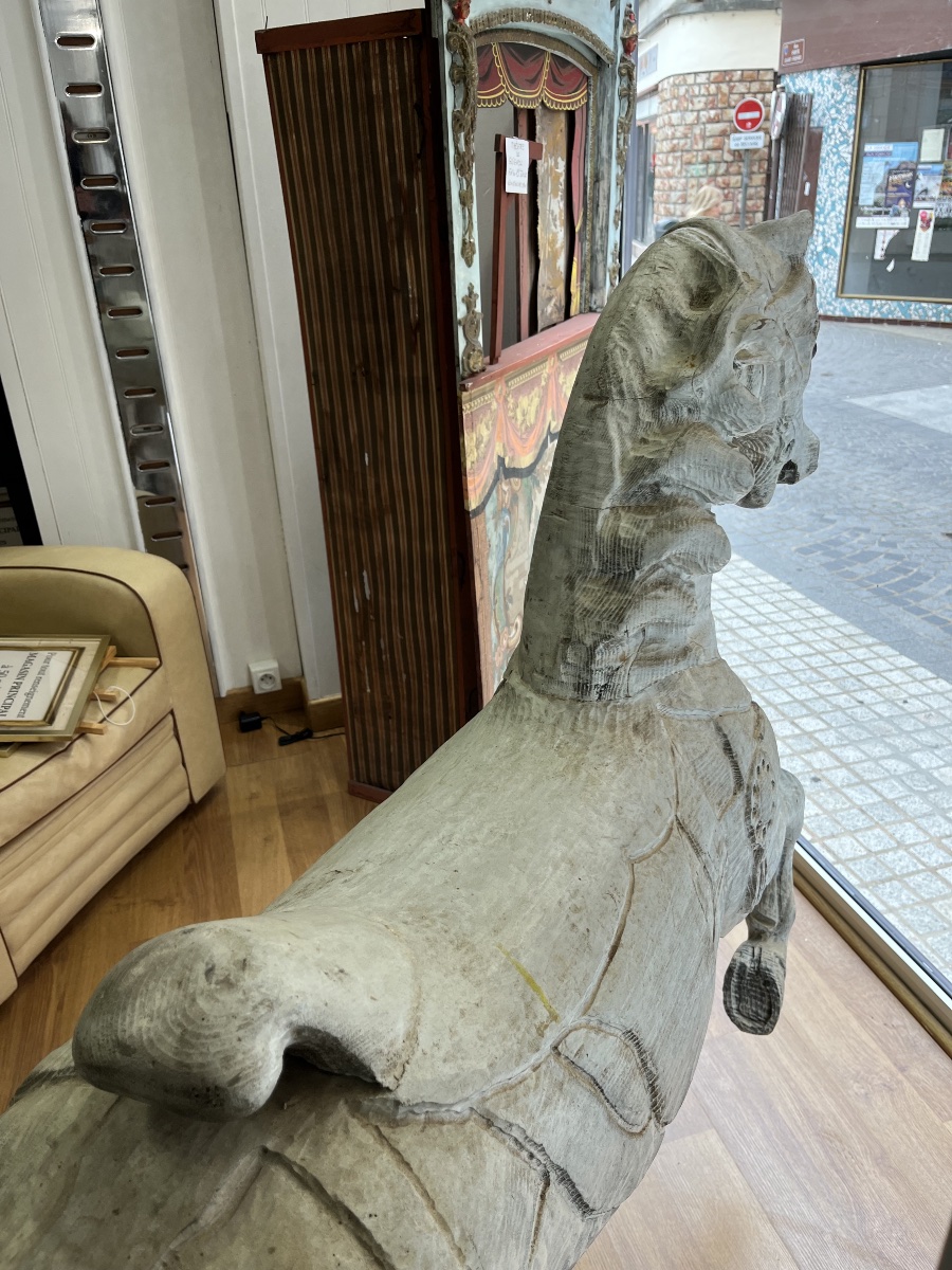 Grand cheval en bois  ancien -photo-3