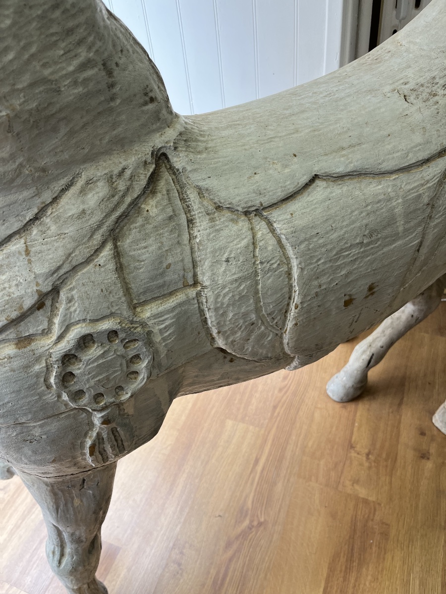 Grand cheval en bois  ancien -photo-1
