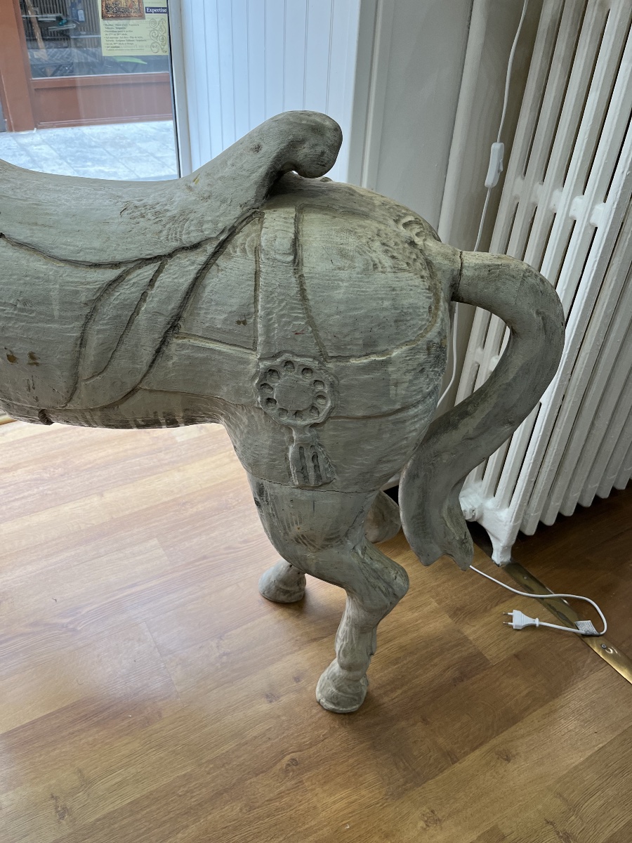 Grand cheval en bois  ancien -photo-2