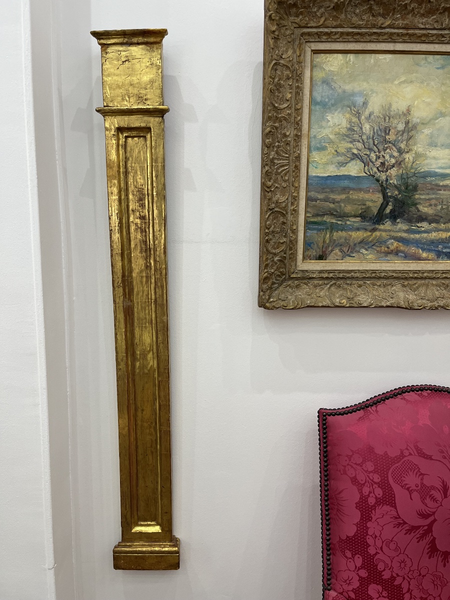 Pair Of Gilded Wooden Pilasters, 18th Century -photo-2