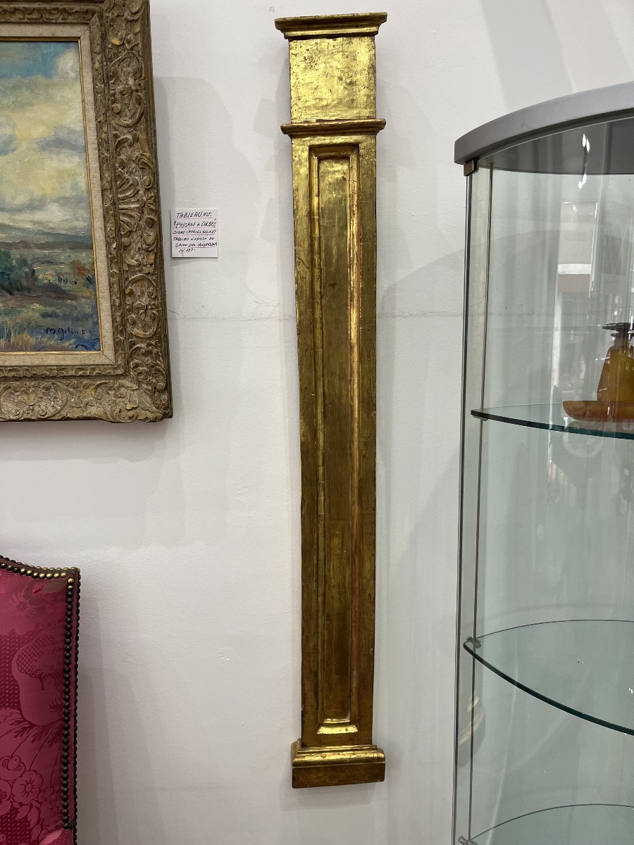 Pair Of Gilded Wooden Pilasters, 18th Century -photo-3