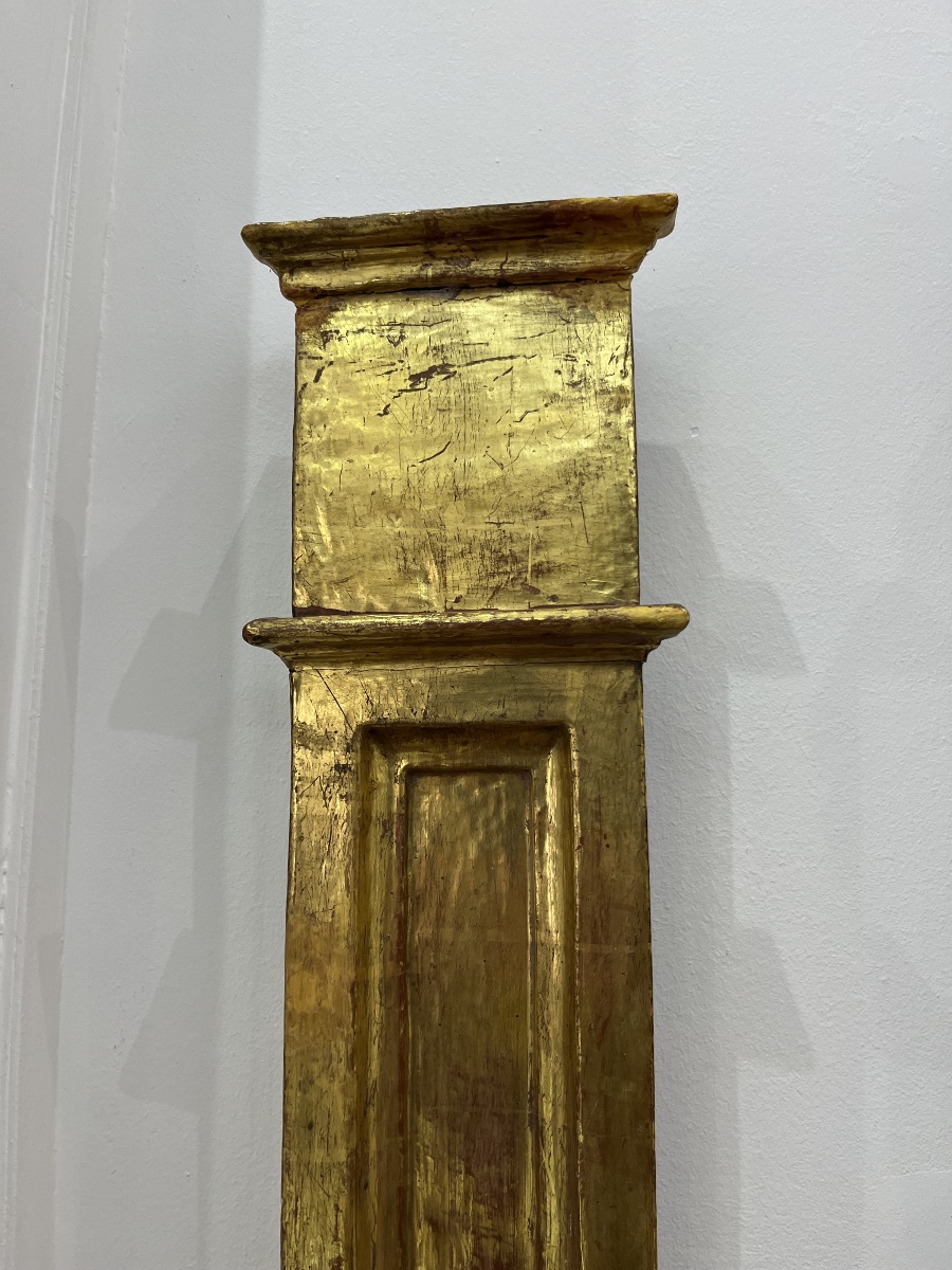 Pair Of Gilded Wooden Pilasters, 18th Century -photo-1