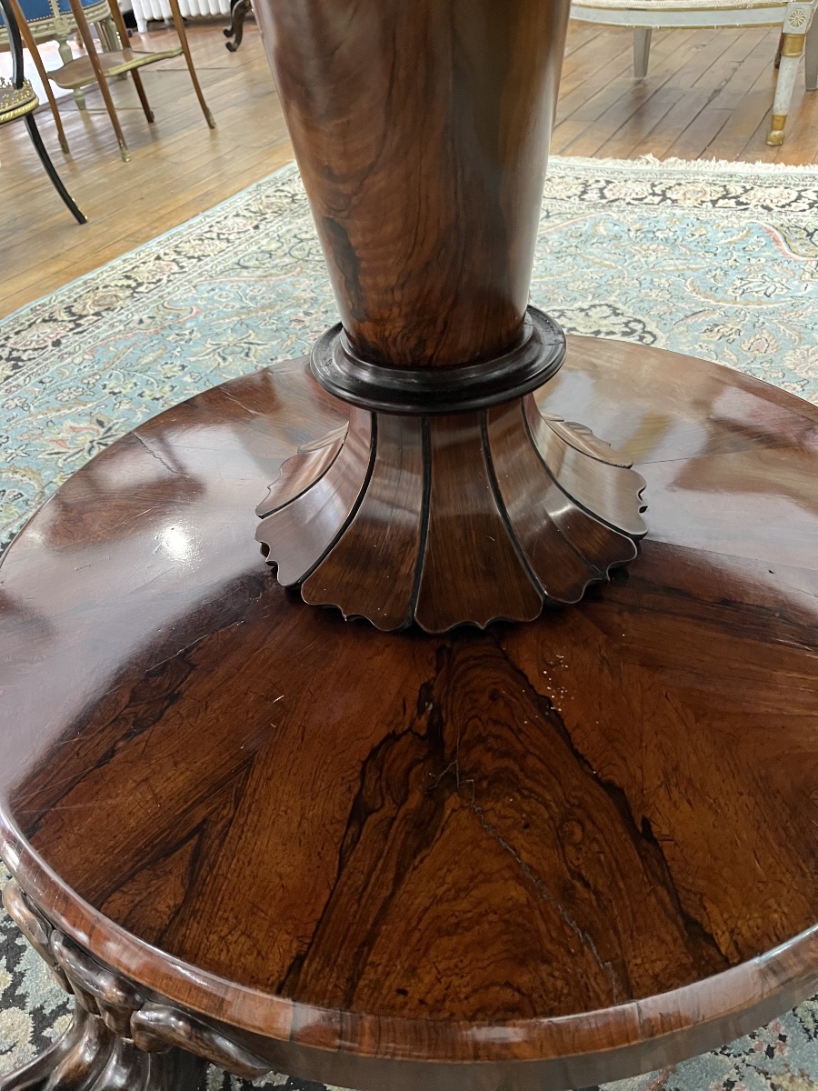 Grande Table ronde en palissandre 19 ème Siècle -photo-1