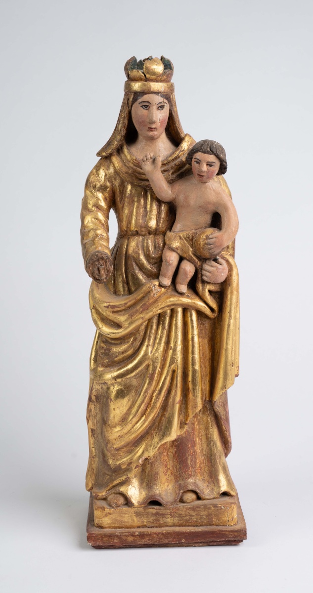 18th-century Carved And Gilded Wooden Virgin And Child -photo-2