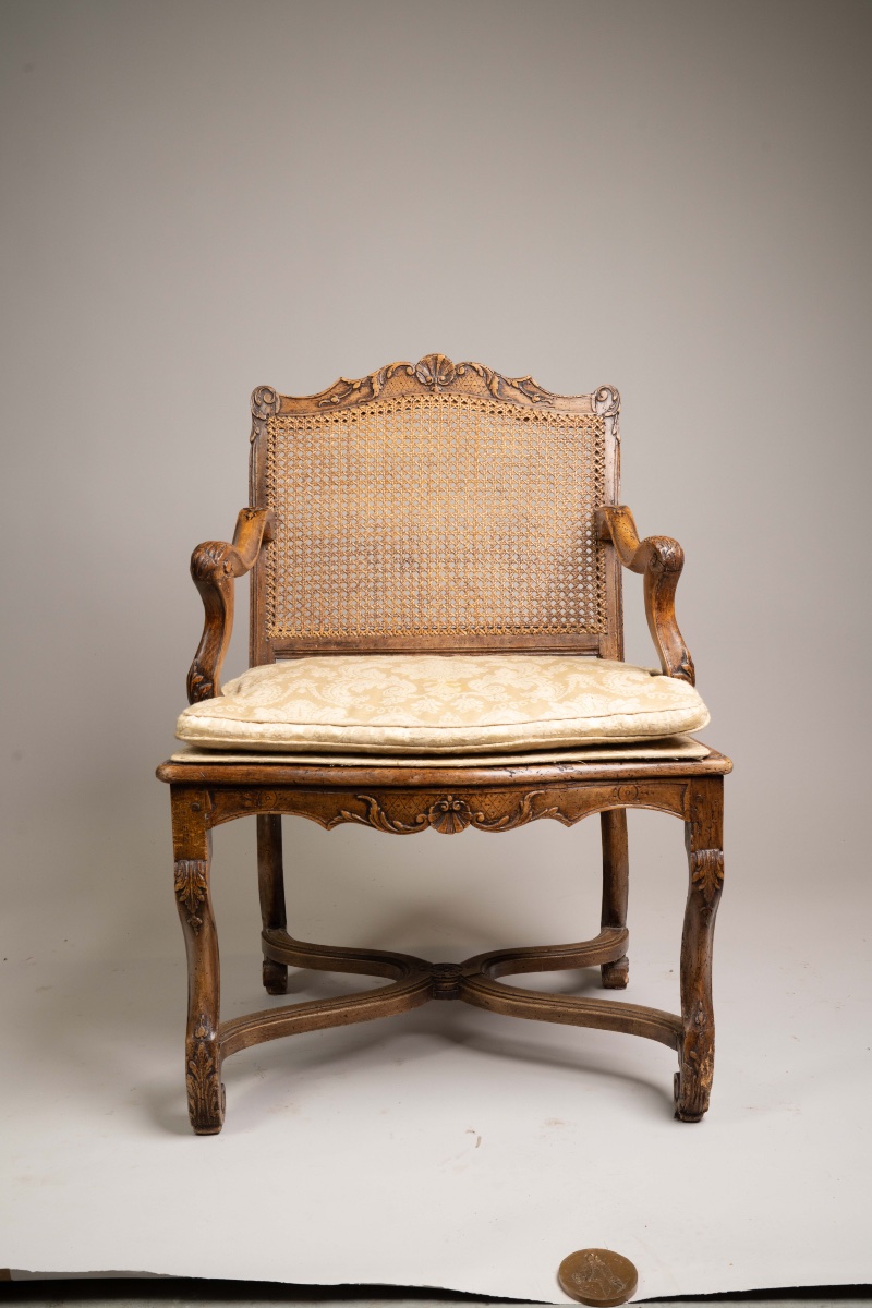 18th-century Regency-style Wicker Armchair -photo-3