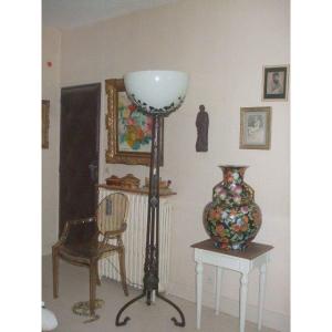 Stylized Art Deco Wrought Iron Floor Lamp Base 1925/30s