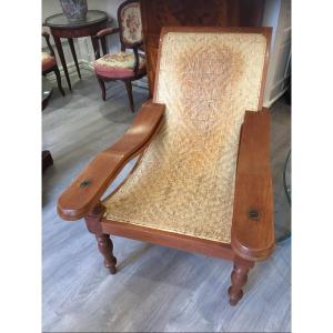 Plantation Armchair 1920s/30s Solid Wood And Rice Straw