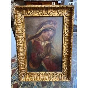 Oil Painting On Canvas Virgin In Prayer Russian School